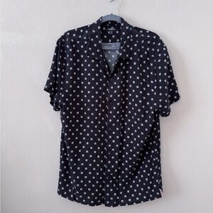Express Black and White Square Men's Button Down Shirt (L)
